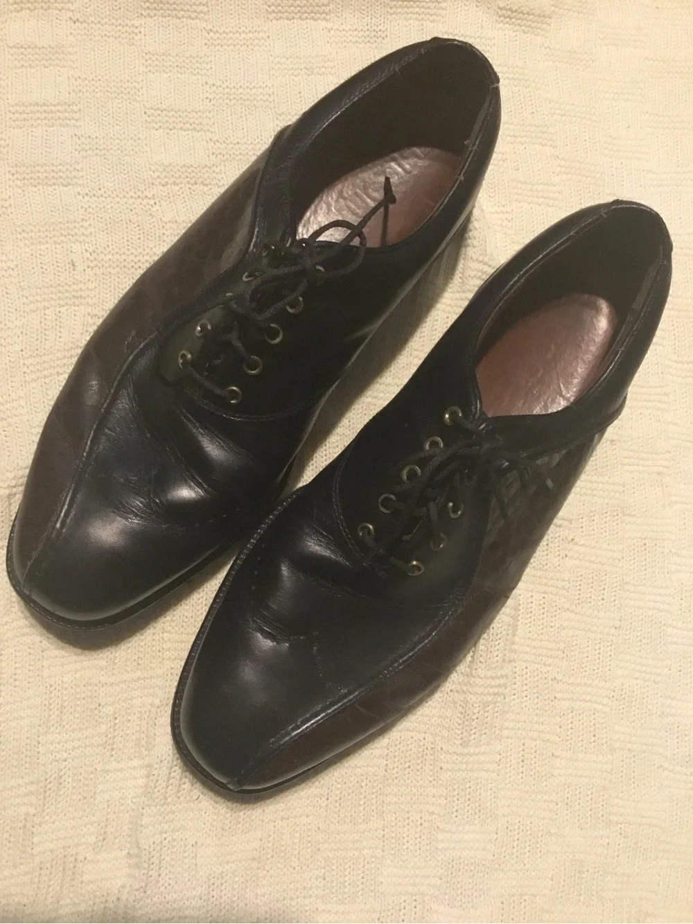 FootJoy Black Leather Lace-Up Golf Shoes Mens Metal Eyelets Size 11.5
